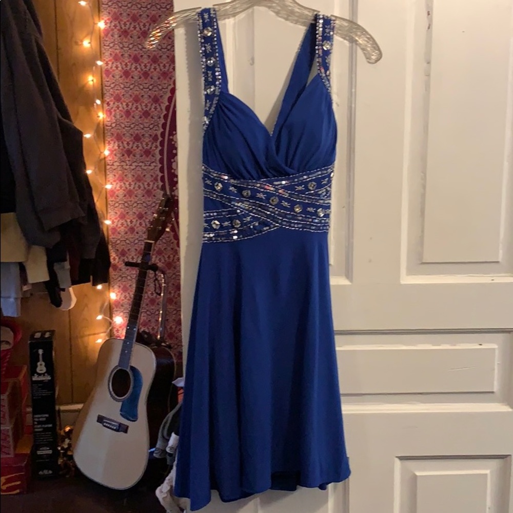 short blue homecoming dress